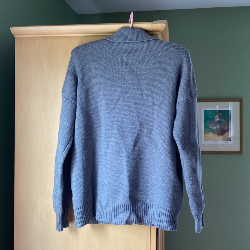 Grey Collared Button Down Sweater With Pockets Si… - image 6
